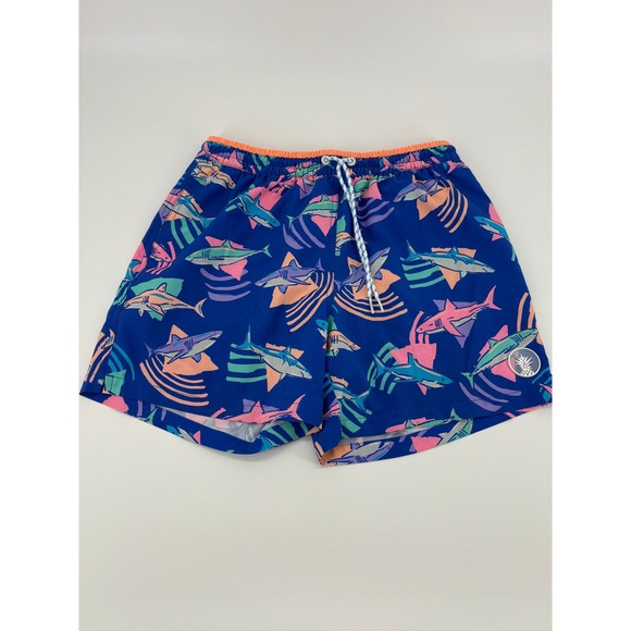 Chubbies Men's Swim Trunks Shorts Shark Print Blue Orange Medium M * - Picture 1 of 8